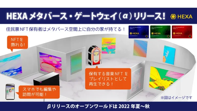 HEXAメタバース・ゲートウェイα版リリース開始！HEXA住民票NFTの無償配布受付は本日23:59まで