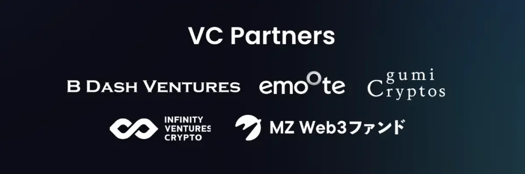 パートナー（左上から：B Dash Ventures、emoote、gumi cryptos、Infinity Ventures Crypto、MZ Web3ファンド）