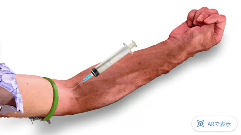 3Dスキャンした腕モデルのため、現場に限りなく近い体験が可能